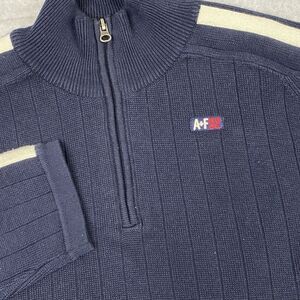 Abercrombie & Fitch A92 Men's‎ 1/4 Zip Blue Pullover Sweater Ribbed Warm Heavy